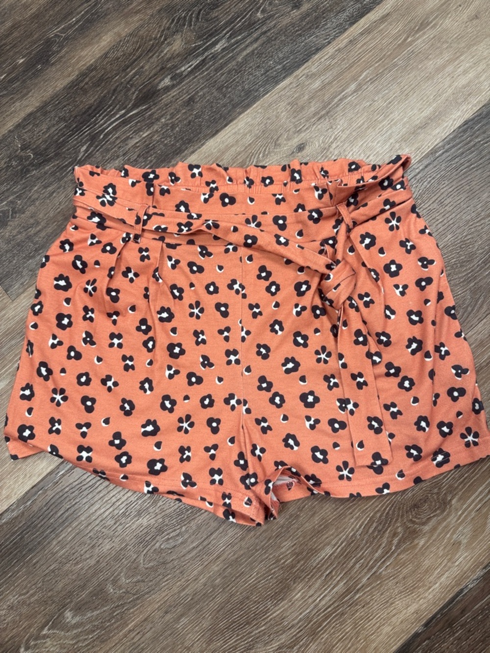 Tickled Teal Coral Floral Paperbag Tie-Waist Shorts